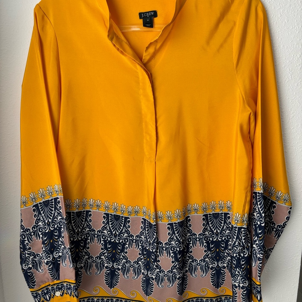 J.Crew Jules Yellow Tribal Ethnic Print Top
